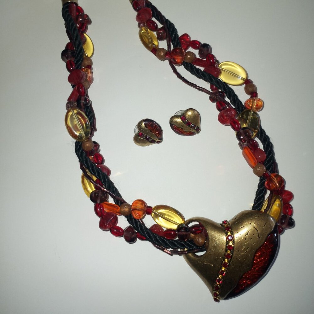 Heart Necklace and Earrings